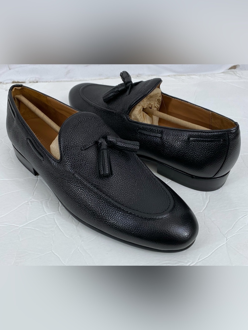 Allen Edmonds Men's Black Presley Tassel Loafer Pebbled Shoes 11 D